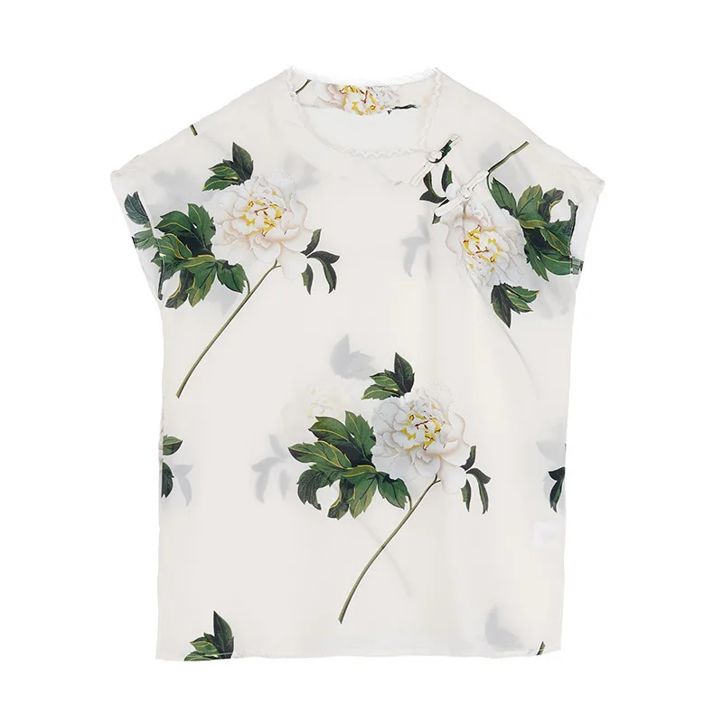 Китайские традиционные женские винтажные Топы Ципао с цветочным принтом одежда