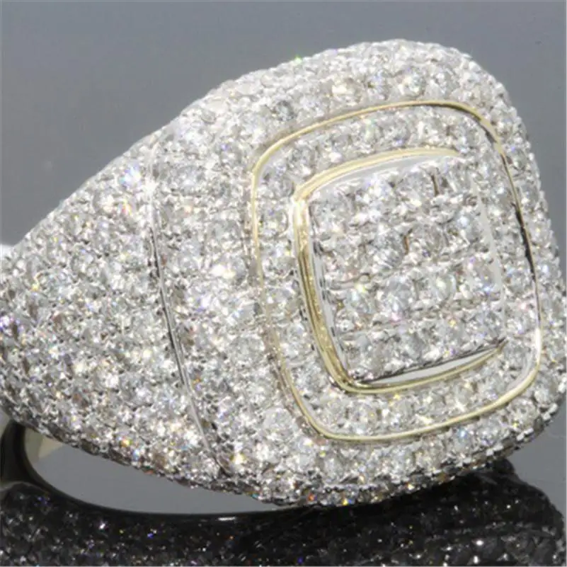 

14K Gold Full Diamond Rings for Men Hip-hop Peridot Gemstone Anillos De Bizuteria Wedding Bague Sparkling diamond Jewelry Ring