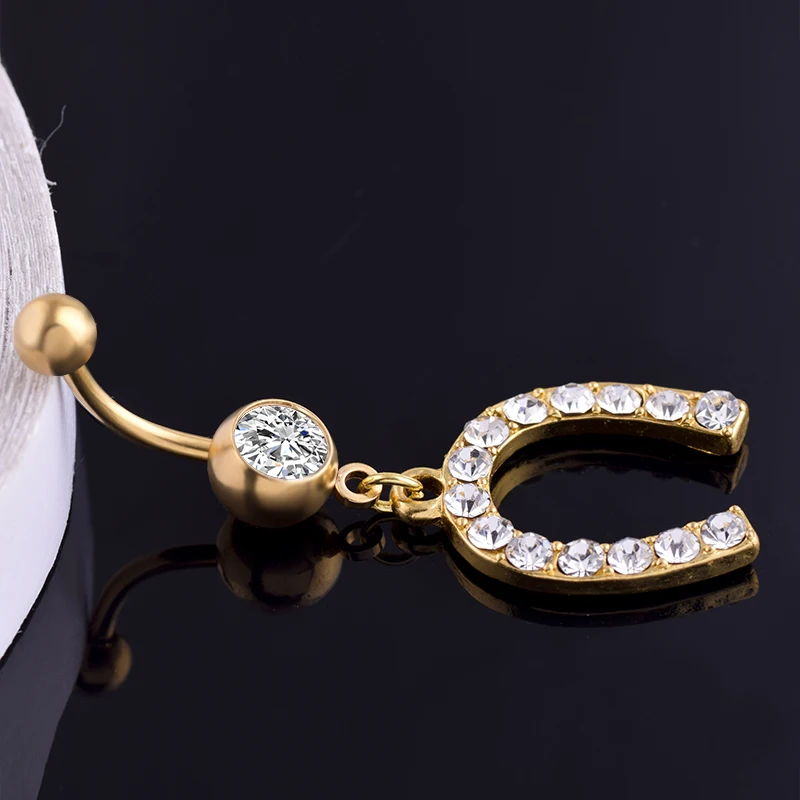 Кольцо для пирсинга пупка женское мужское подковообразное золотистое 2020 |