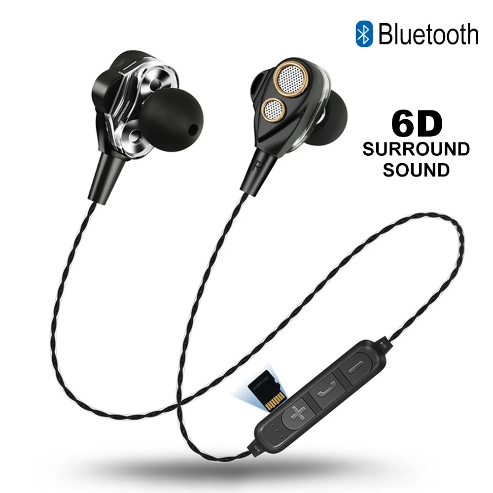 DOCIDACI четыре динамика 6D объемный звук Bluetooth наушники с TF картой стерео Бас