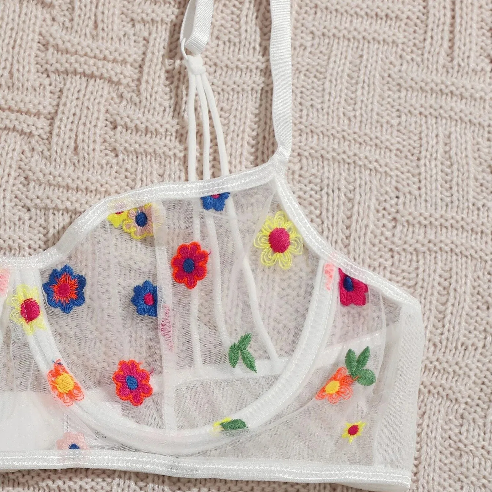 

Women Underwear Set Sexy Bra Set Flower Embroidered Applique Lace Bra Sleepwear white Lingerie Set N50