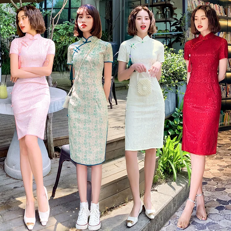 

FZSLCYIYI Women Chinese Dress Multicolor Lace Handmade buttons Qipao Cheongsam Plus Size 3XL Vestido China Autumn Clothing Qipao