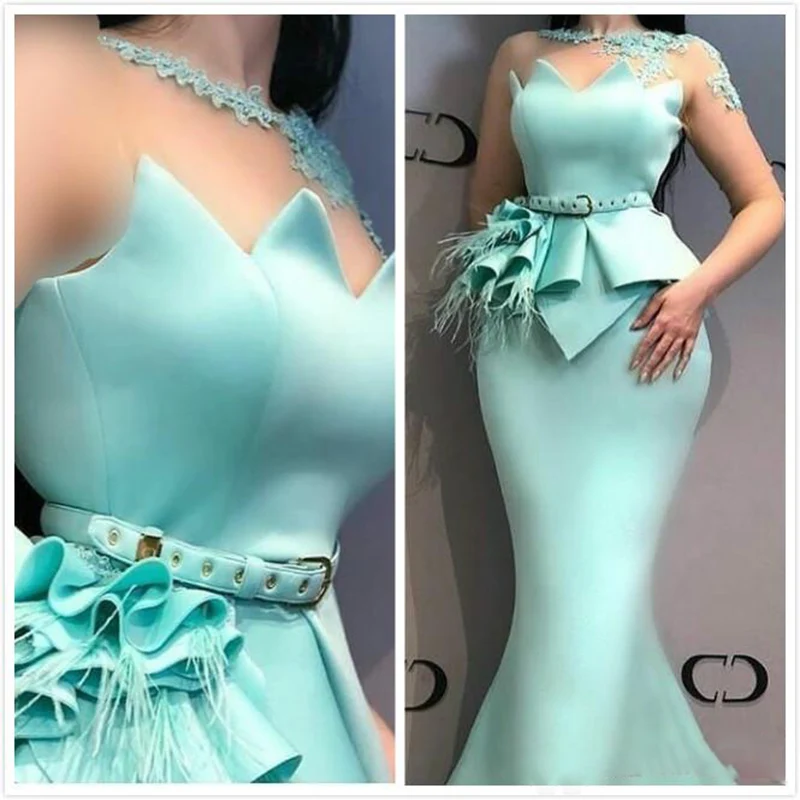 

Aso Ebi 2019 Arabic Cheap Sexy Evening Dresses Sheer Neck Lace Mermaid Prom Dresses Satin Formal Party Bridesmaid Pageant Gowns