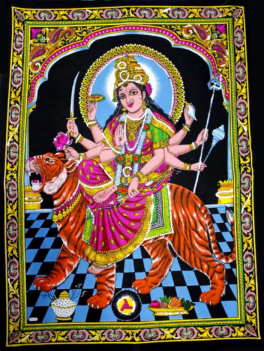 

Huge Fabric Durga Ma Mother Goddess Yoga Tapestry