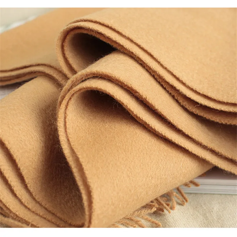 Зимний однотонный шерстяной шарф для женщин теплая плотная шаль из пашмины с