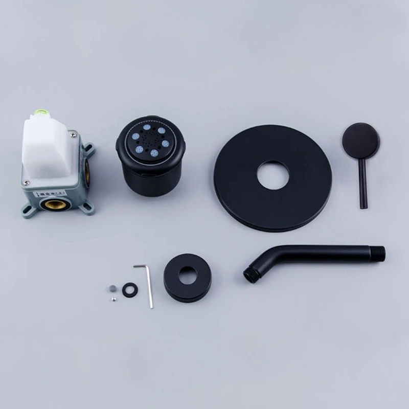

Concealed Wall-mounted Shower Set Nordic Style Shower Faucet Set Black Sprinkler Hotel Rotation Removable Cleaning Shower Nozzle