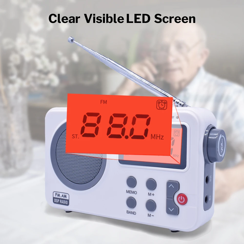 Deelife AM FM Radio Receiver Digital Portable with Telescopic Antenna Transistor Alarm Clock | Электроника