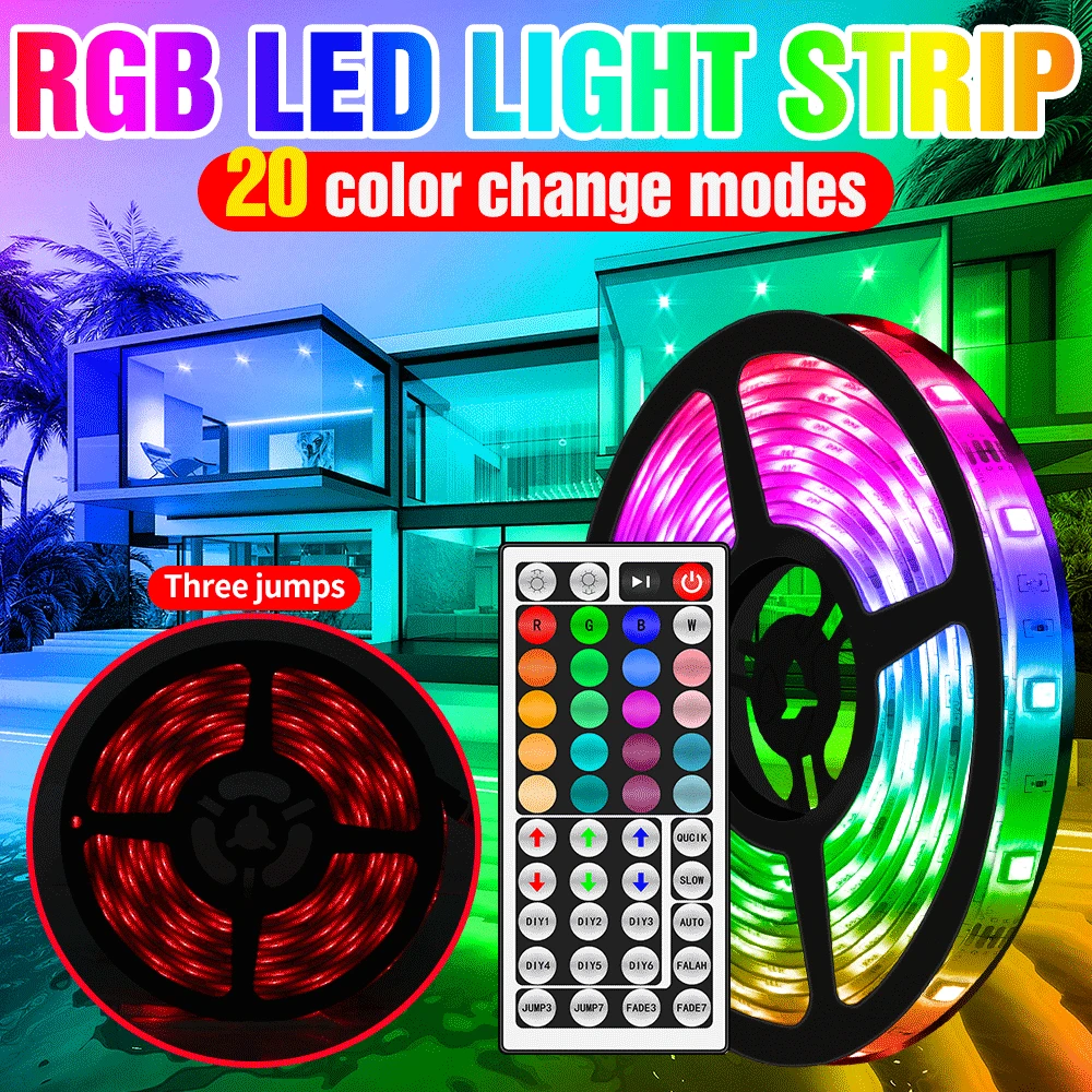 

DC12V BackLight 5050 Fita LED Light Strip RGB Diode Tape LED Lamp 5M 10M 15M 20M Flexible Colorful Lights For TV Desktop Screen