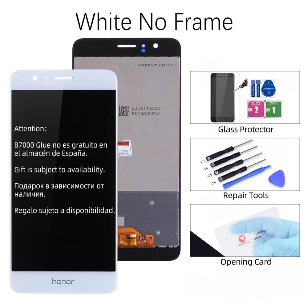 Дисплей для Honor 8 Ремонт сенсорного ЖК-экрана с рамкой 5,2 ''ЖК-дисплей для huawei Honor 8 дисплей FRD-L09 запасные части - Цвет: White No Frame