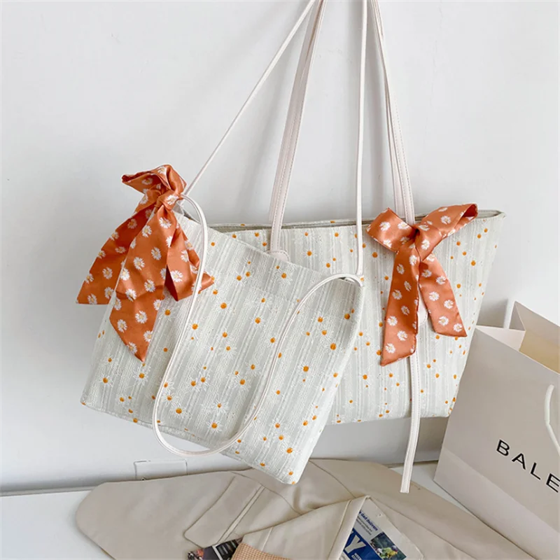 

New Retro Women's Shoulder Bag Simple Floral Print Canvas Bags Female Large Capacity Handbag