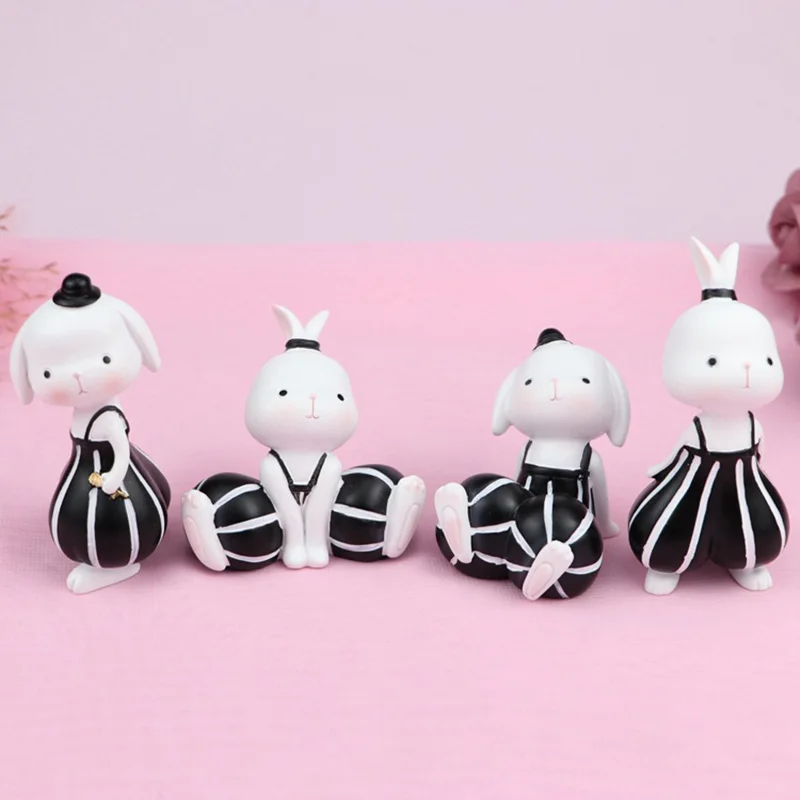Kawaii с милым кроликом; сказочный сад, миниатюра фигурки моды стол служебный автомобиль аксессуары для украшения дома, рождественский подарок для девочек