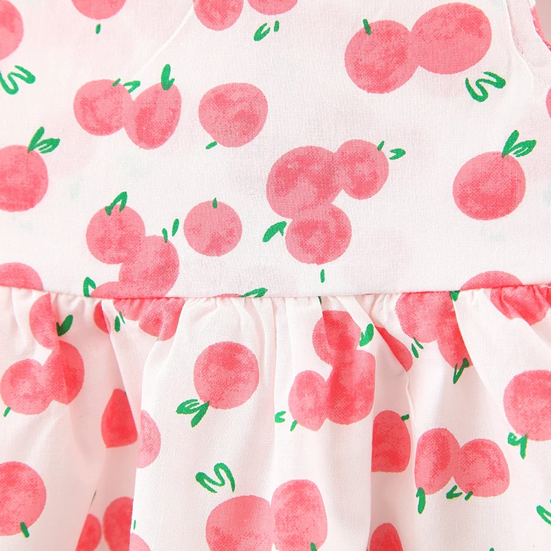 Детское хлопковое платье с лентами для волос принтом|Платья| |