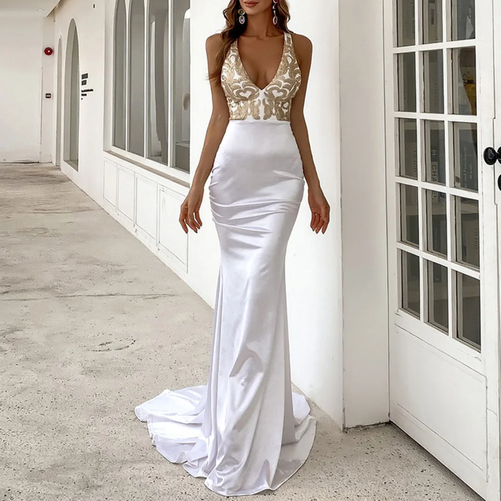 

2021 Summer Party Dress Fashion Simplicity Temperament Elegant Designer Printing Mermaid Bandage V-neck High Waist