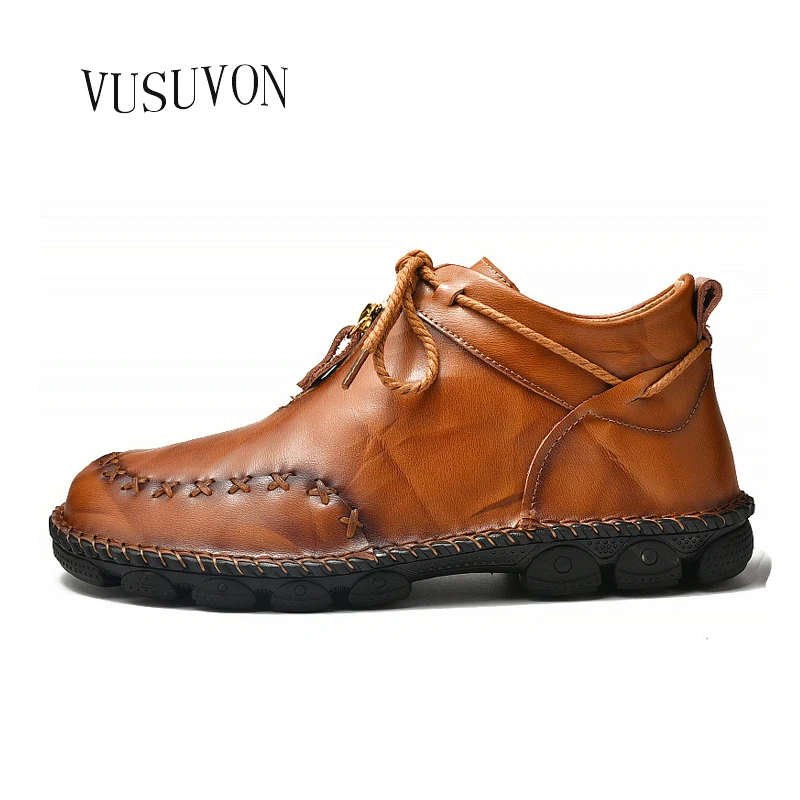 Новейшая повседневная обувь для мужчин дышащие ботильоны из натуральной
