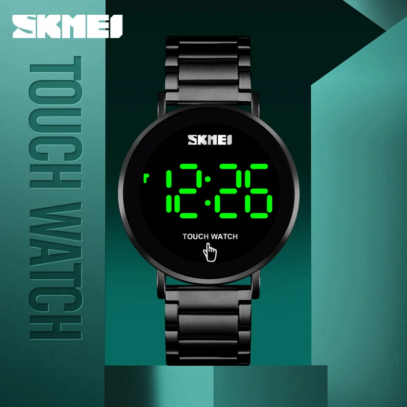 SKMEI Men Fashion Touch Screen Couple Watches Without Buttons Waterproof Luminous LED Electronic Relojs For Men And Women 1550
