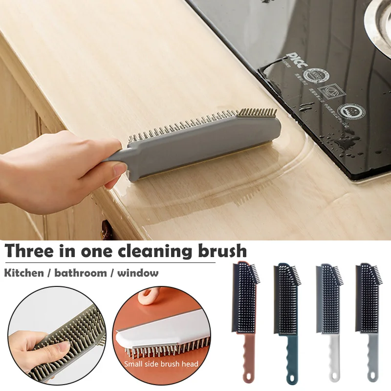 

3 In 1 Silicone Gap Cleaning Kitchen Decontamination Brush Cleaning Brush Glass Scraping Dead Spot Floor Brush Cleaning Tool