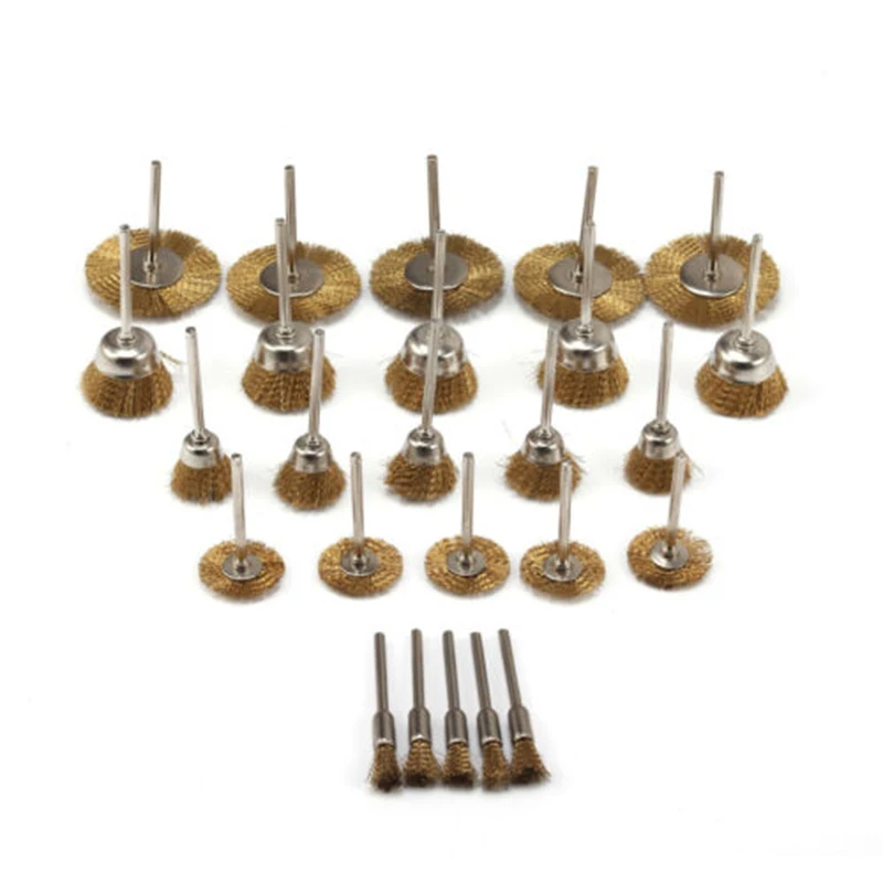 

Brass Wire Brush Drilling Cup T Shape Straight Rotary Angle grinder Grinding Engraver Dusting