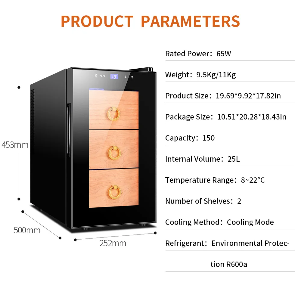 Humididor de cigarros inteligente, estante de madera de cedro espa&ntilde;ol, refrigerador para la Caja, ahorro de energ&iacute;a, sin ruido, refrigerador de aire fresco para el hogar-2