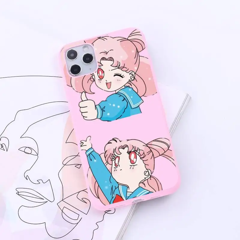 

Sailor Moon Cartoon girl Phone Case Candy Color for iPhone 6 7 8 11 12 s mini pro X XS XR MAX Plus