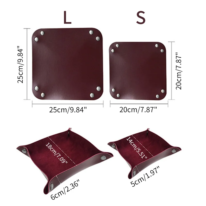 

Decorative Storage Trays Faux Leather Storage Tray for Wallet Coin Sundries Storage Organizer Jewelry Key Desktop Organization