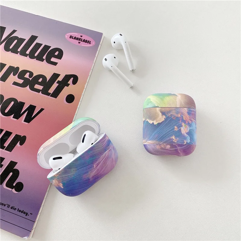 Модный чехол для наушников Airpods Pro с изображением синего неба и ярких облаков