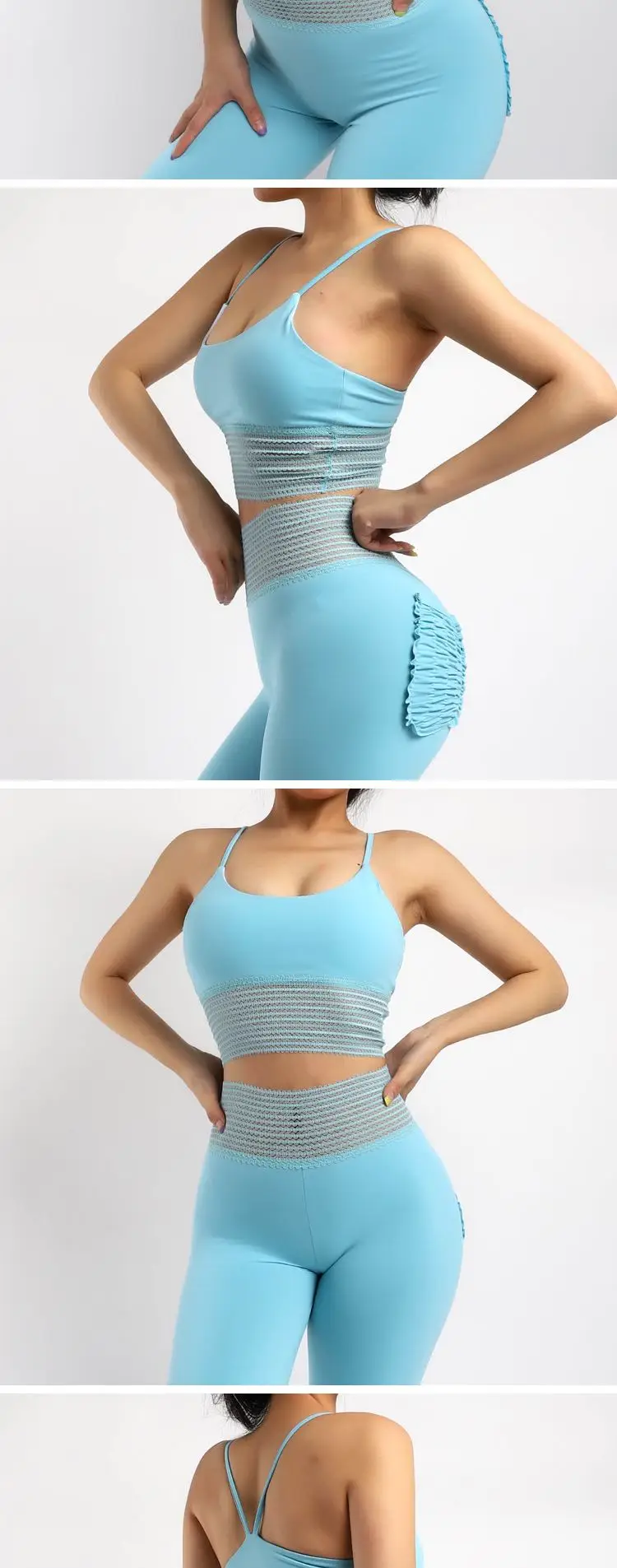 Imlario New Sports Bra Lake Blue Exercise Yoga Tank Racerback Medium Support Workout Tops Absorb Sweat Women Active Sportswear