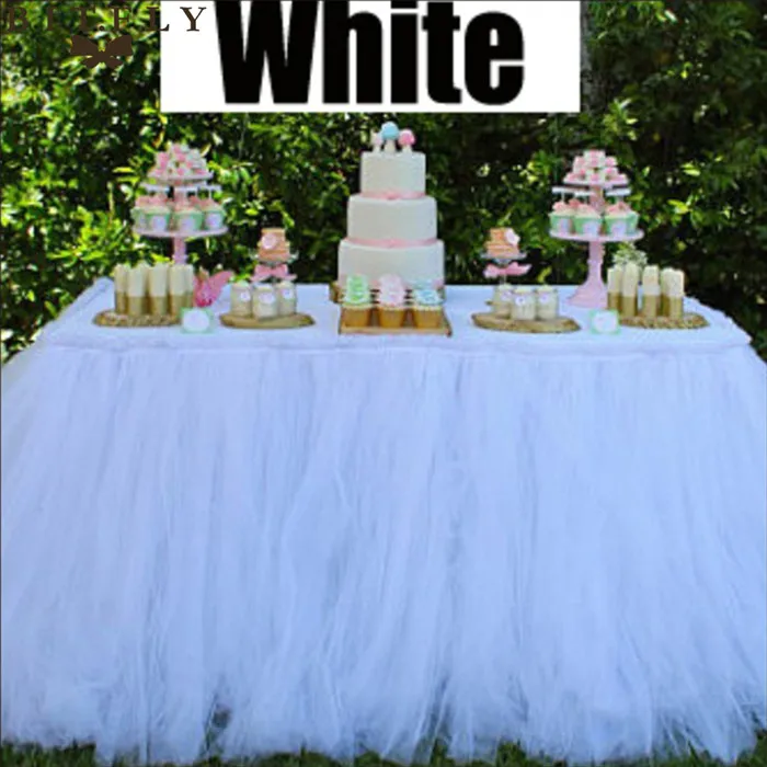 white 29 цветов, полиэстер, однотонная 100*80 см юбка-пачка для стола, рождественские принадлежности,, свадебная фатиновая юбка - Цвет: white
