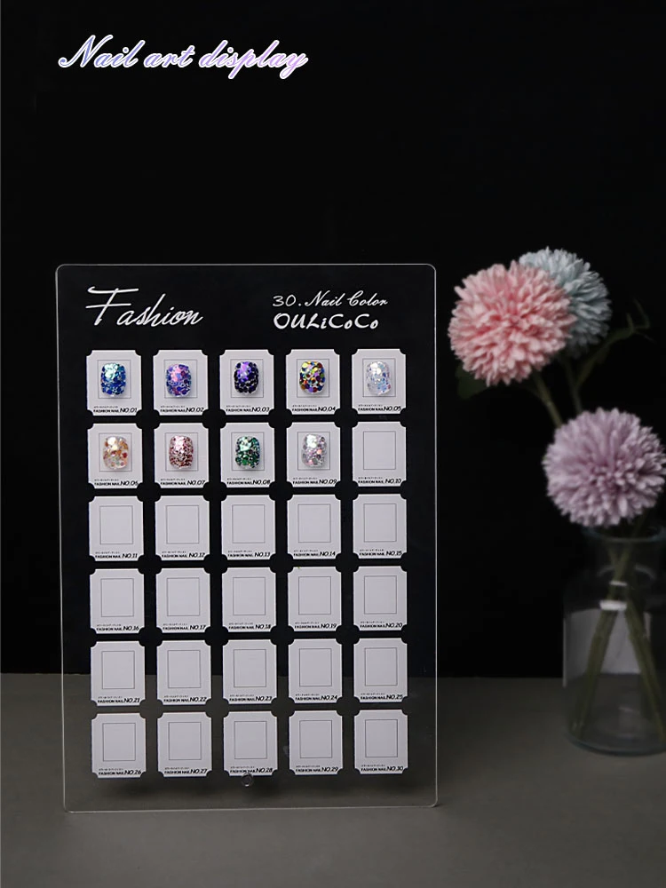 

Acrylic Clear Table Top Nail Art Display Board Transparent Fake Nail Tips Showing Holder Nail Practice Props Tools