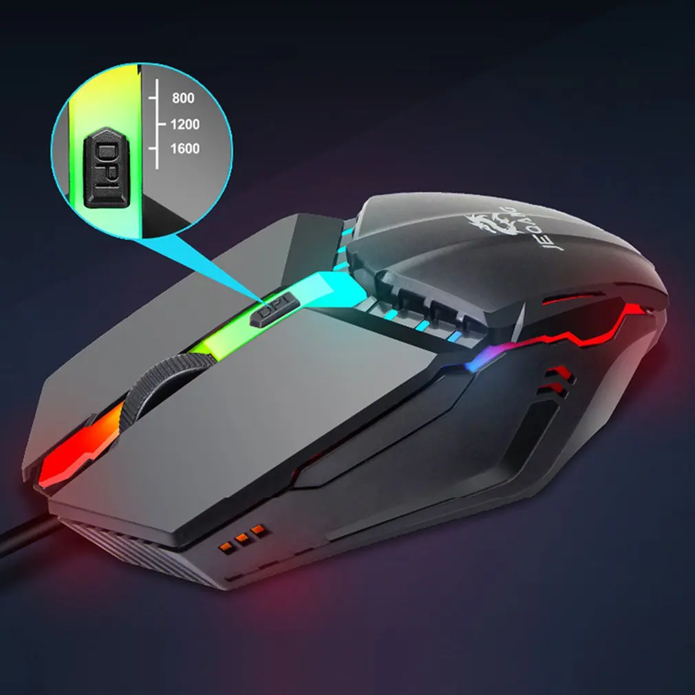 

Laptop Computer Ergonomic Mice Silent JM-530 For Computer PC Gaming Mouse 1600DPI Adjustable Backlight USB Wired Mice