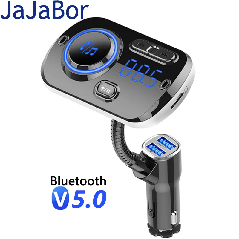 

JaJaBor FM Transmitter Wireless A2DP MP3 Audio Music Player Bluetooth 5.0 Car Kit Handsfree Dual USB 3.1A QC3.0 Quick Charge