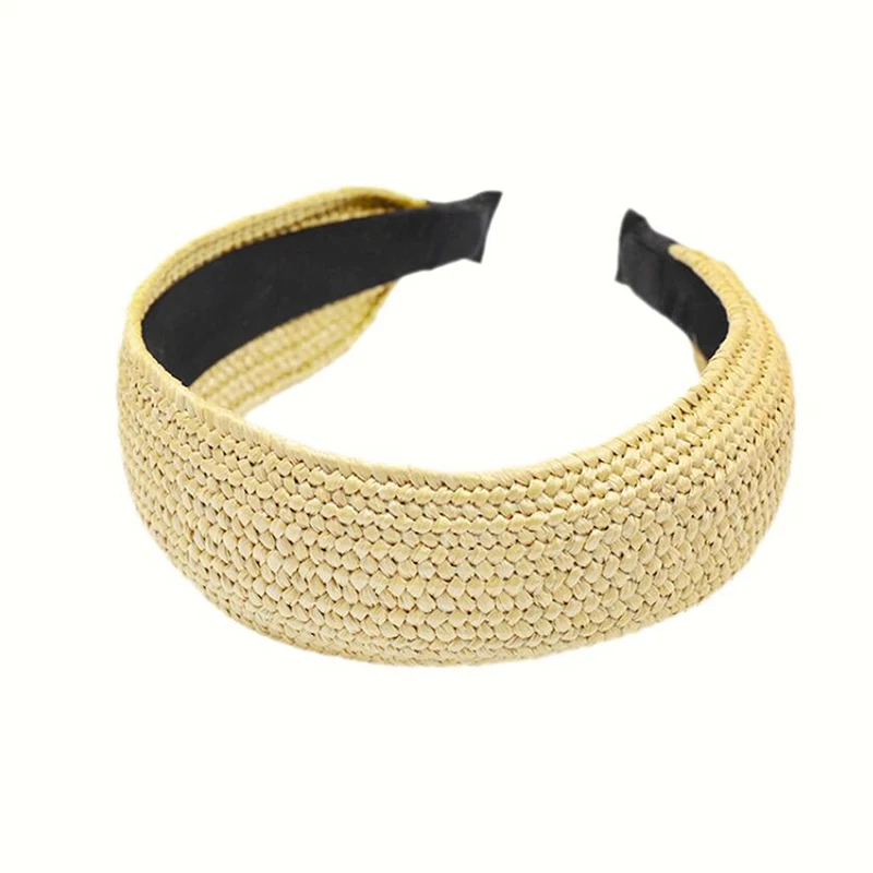 

Top Knotted Handmade Straw Weave Headband For Women Girls Hair Bands Turban Hair Hoop Bezel Female Hair Accessories