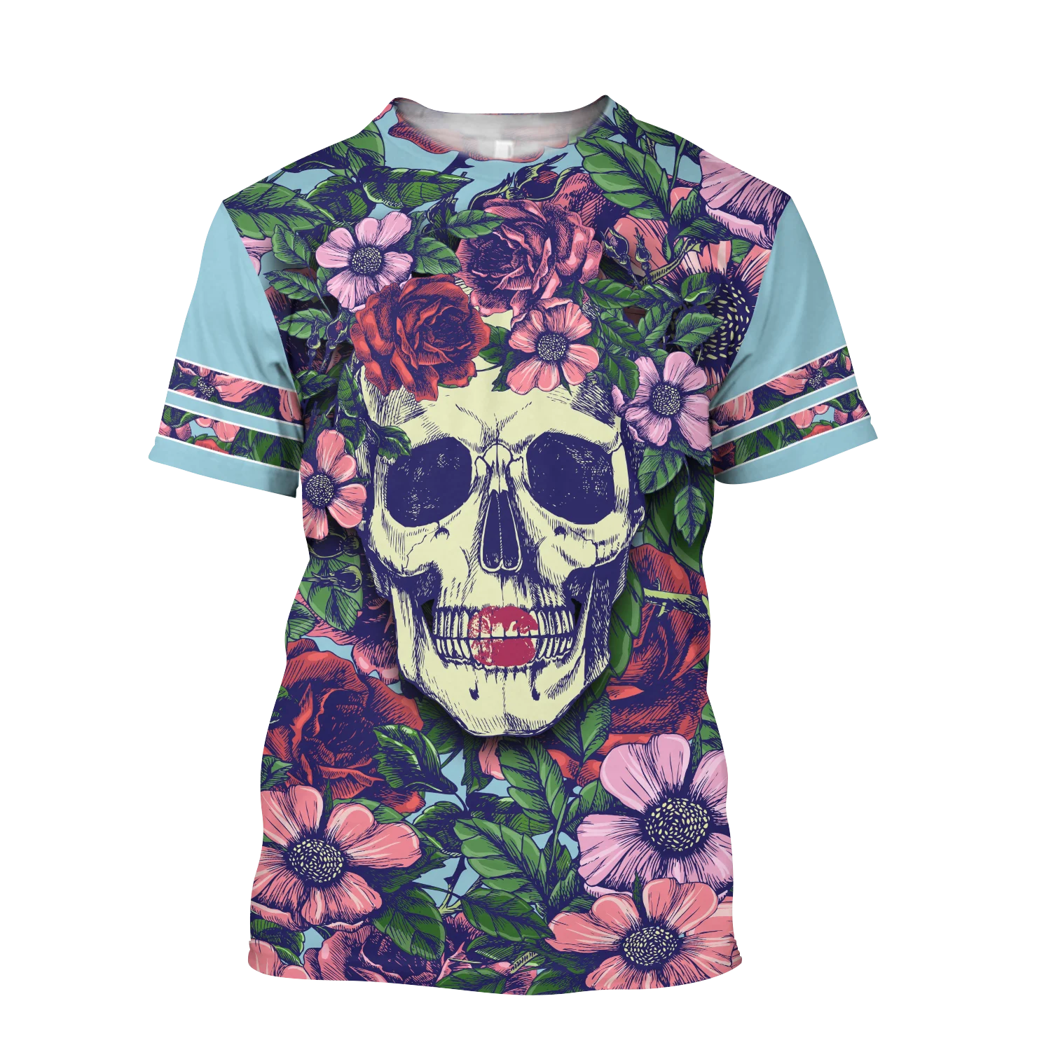 2021 Летняя мужская футболка с черепами на огне 3D принтом в стиле Харадзюку