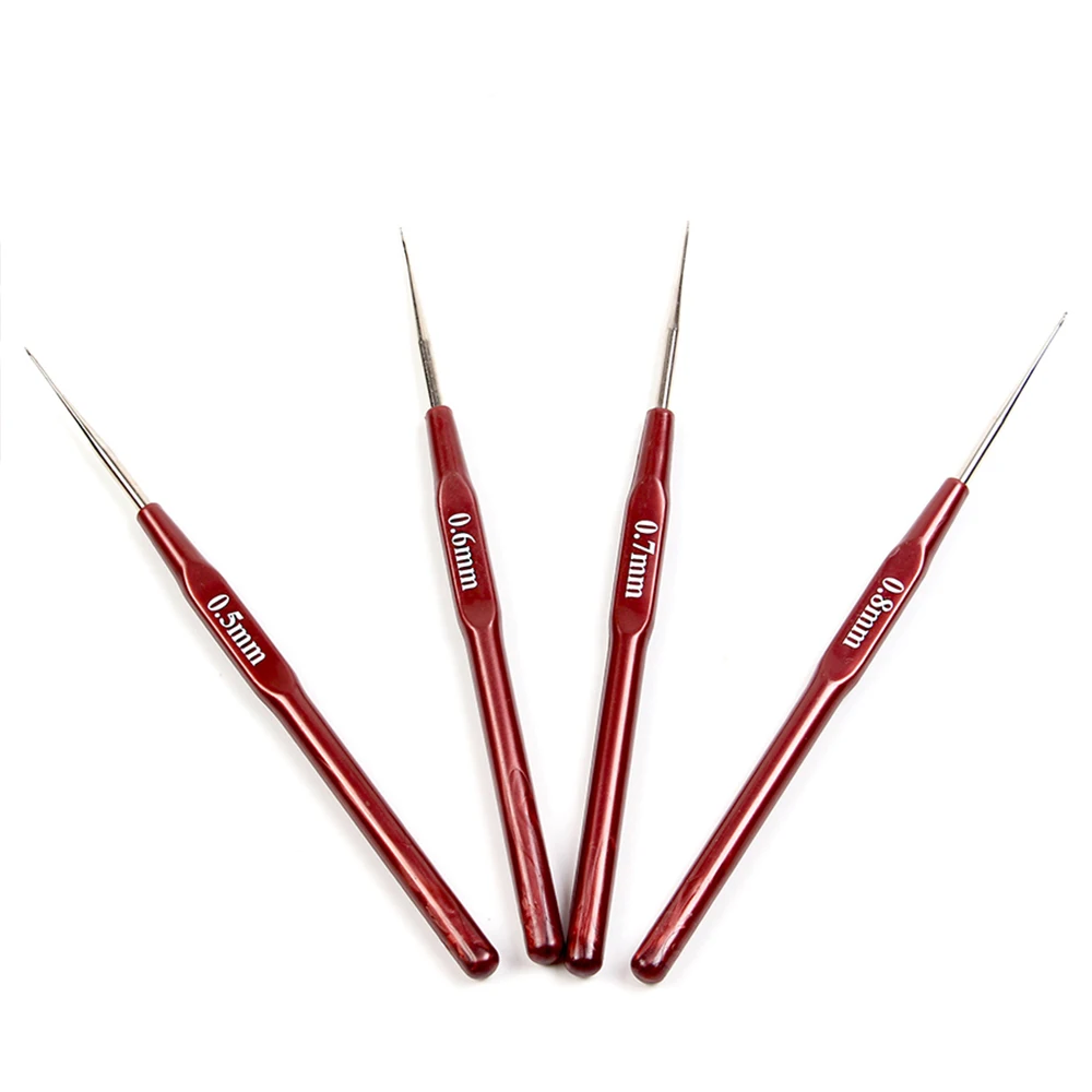4pcs/set Beauty Plastic Handle Dreadlock Crochet Needles Hook Needle Micro Hair Making Tools High Quality Accessories | Красота и
