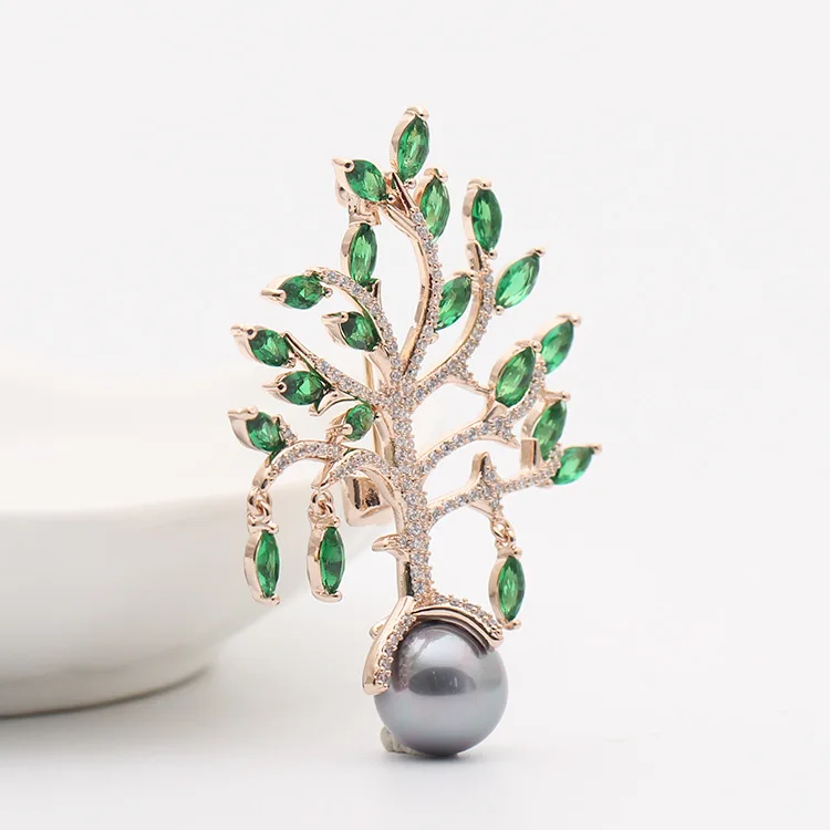 Зимняя Новинка изысканный камень зеленое дерево брошь инкрустированная