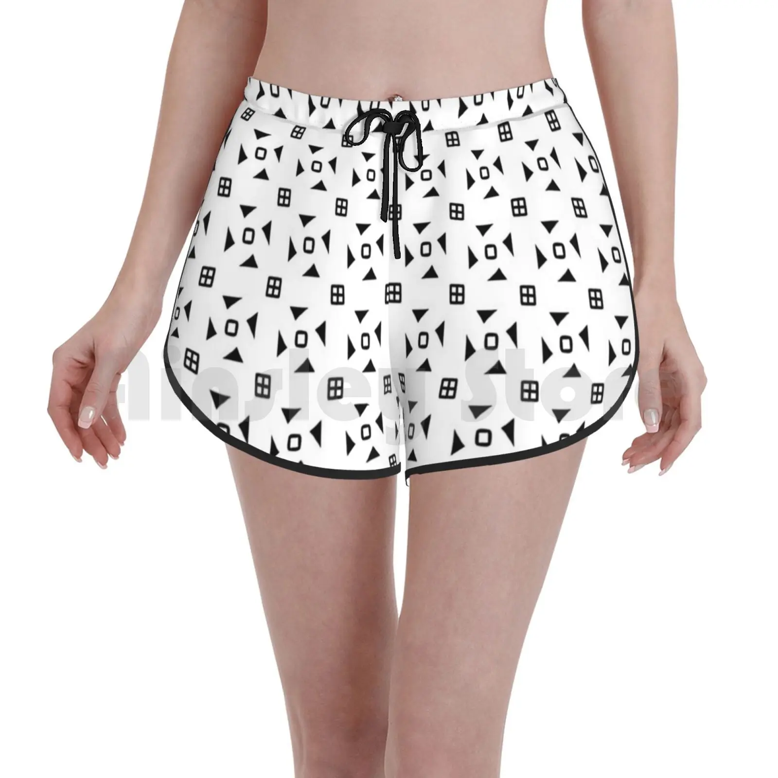 

Женские пляжные шорты для плавания, простые Геометрические Шорты черно-белого цвета с геометрическим рисунком
