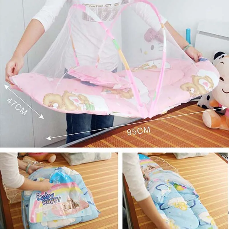 Портативный в сложенном виде цветная москитная сетка для детей От 0 до 3 лет
