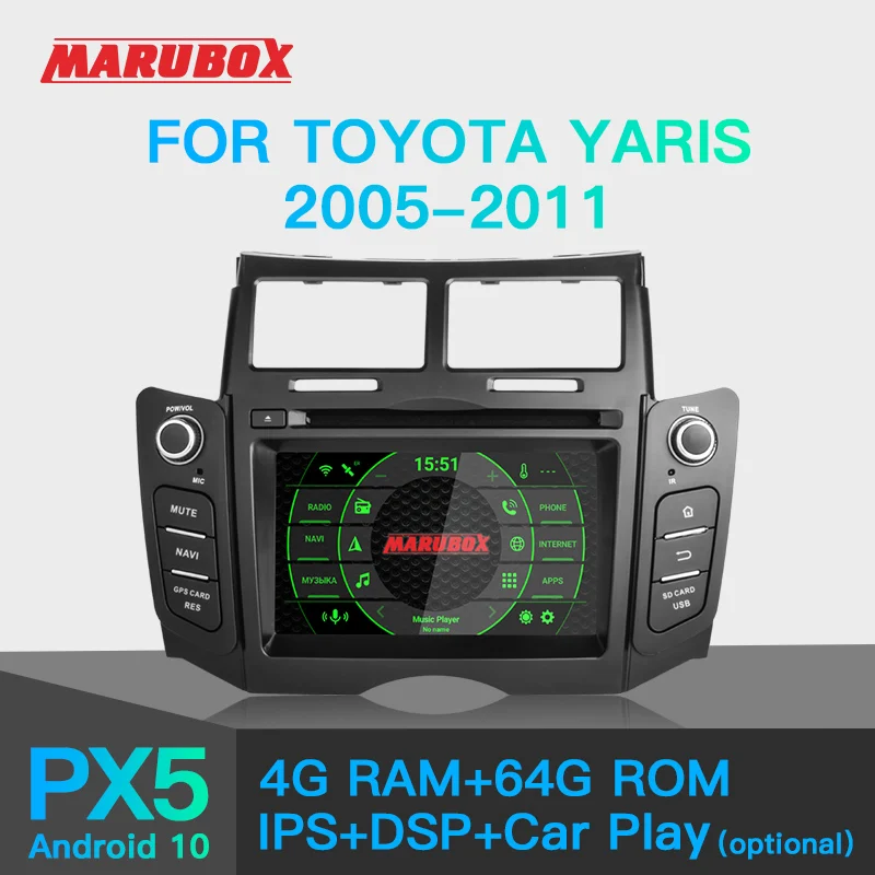 Marubox KD6221 DSP Штатная магнитола для Тойота Ярис Головное устройство Toyota Yaris XP90 2005 2011