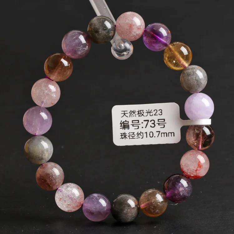 

Natural Aurora 23 Bracelet Multicolor Auralite23 Purple Ghost Violet Hand String Energy Purple Titanium Crystal Ornaments