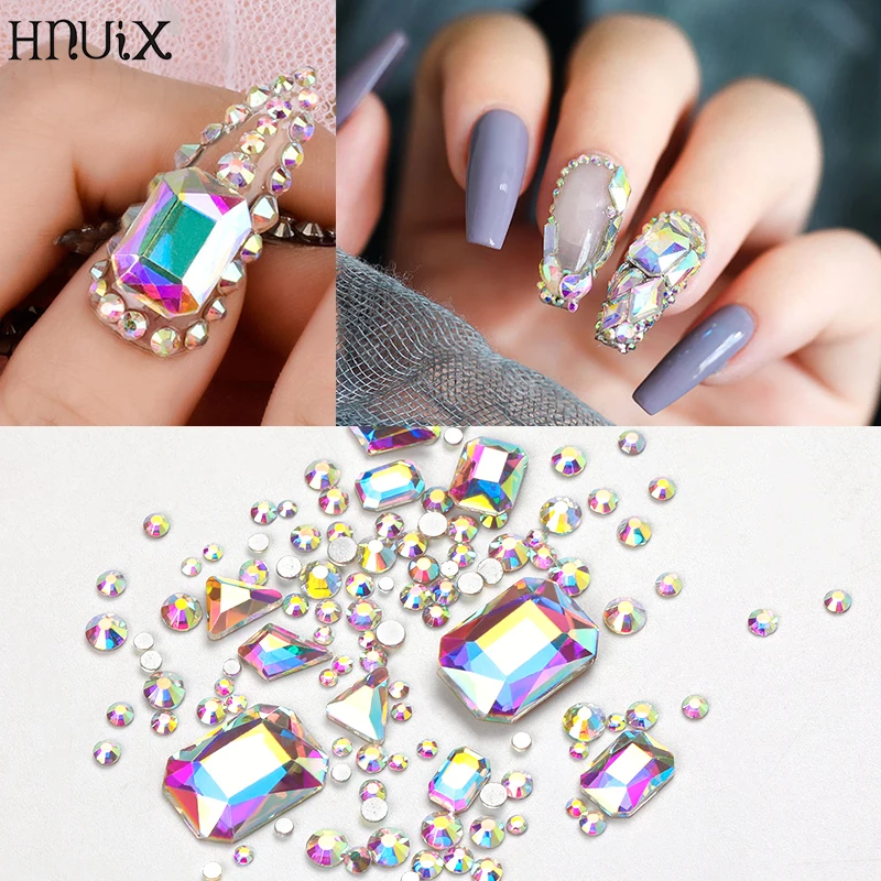 

1 Box Mixed 3D Rhinestone Nail Art Decorations Crystal Gems Jewelry Gold AB Shiny Stones Charm Glass Manicure Accessoi