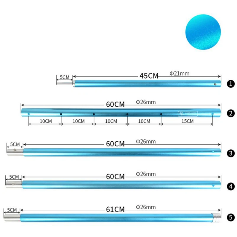

3.2m Folding Support Rods High Strength 7075 Aluminum Alloy 5-Sections Tent Awning Poles Rods Support Bars for Outdoors Camping