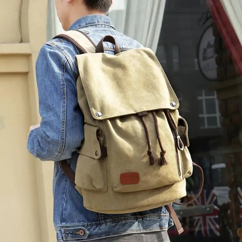 

Fashion Male Bookbag Canvas Men Backpack for Teenager Boy College Men Black School Bag Student Mochila Large Capacity Travel Bag