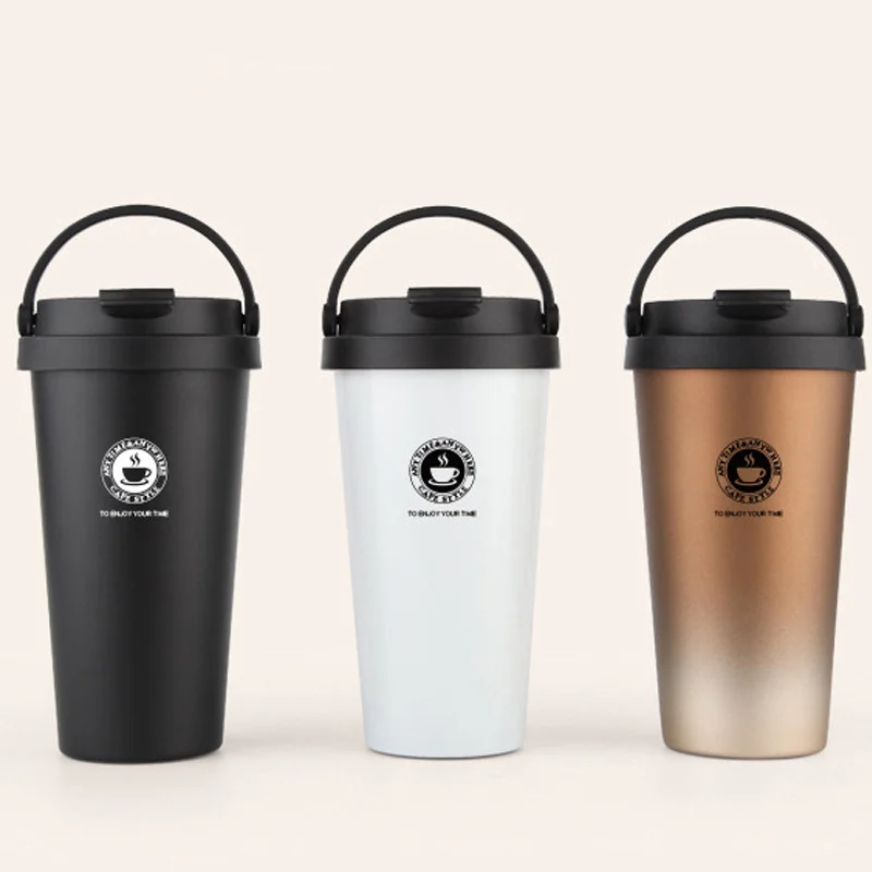

Portable Coffee Mug Warmer with Handle 500ml Stainless Steel Vacuum Cup with Hanging Buckle Cold Car Tumbler