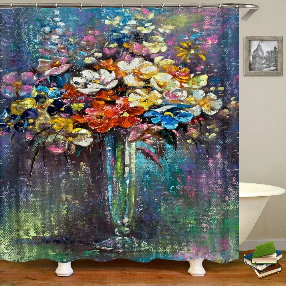 

Занавеска для душа, водостойкая, с цветочным принтом, с крючками, 240 х 180 см