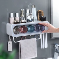 automatic toothpaste squeezer toothbrush holder towel bar storage rack organizer bathroom accessories dispenser with cup wall