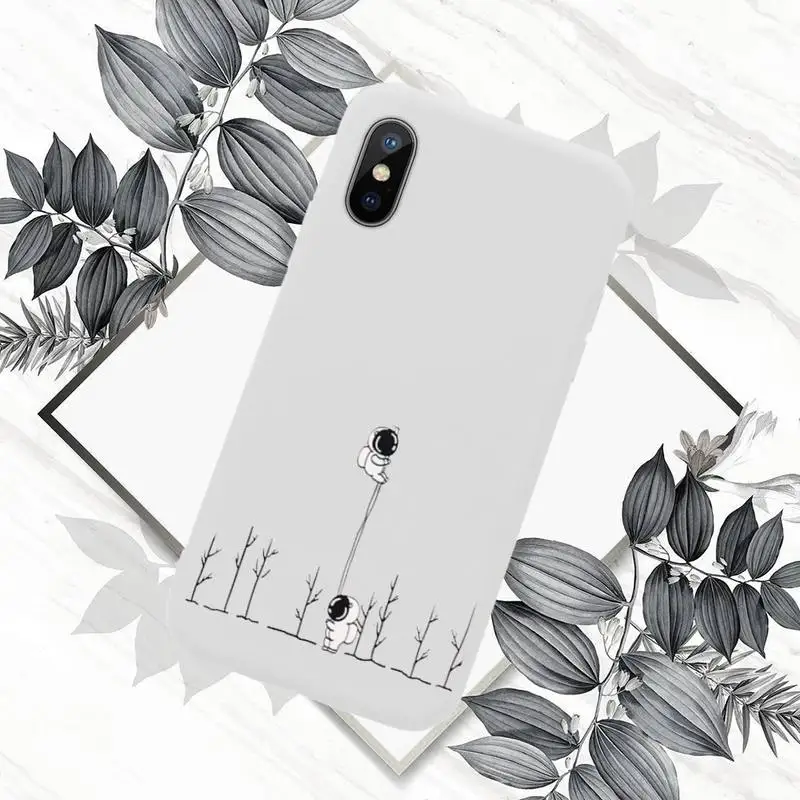 

Cute Cartoon Astronaut Star Space Phone Case Candy Color for iPhone 6 7 8 11 12 s mini pro X XS XR MAX Plus