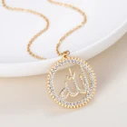 Золотая подвеска на ожерелье Аллах, круглая подвеска из нержавеющей стали, Золотая, серебряная, розовая бриллиант для женщин и мужчин