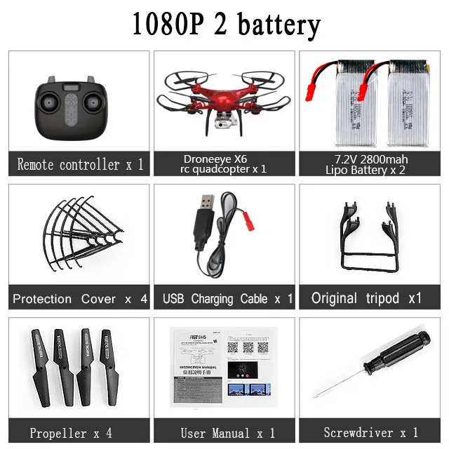Red 1080P 2Battery Радиоуправляемый Дрон Квадрокоптер с 1080P Wifi FPV Вертолет камеры 20-25 мин Время полета Профессиональный Дрон 720p Квадрокоптер Дрон - Цвет: Red 1080P 2Battery