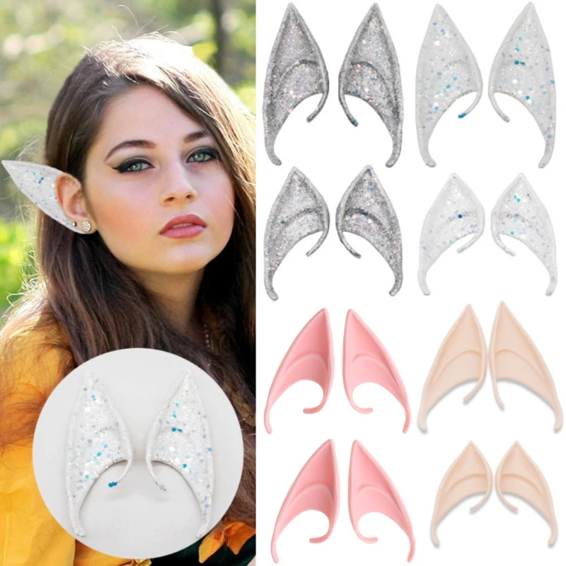 

1 Pair Halloween Party Elven Elf Ears Pointed Anime Fairy Cosplay Costumes Vampire Soft Christmas Party Mask Latex Fake Ear