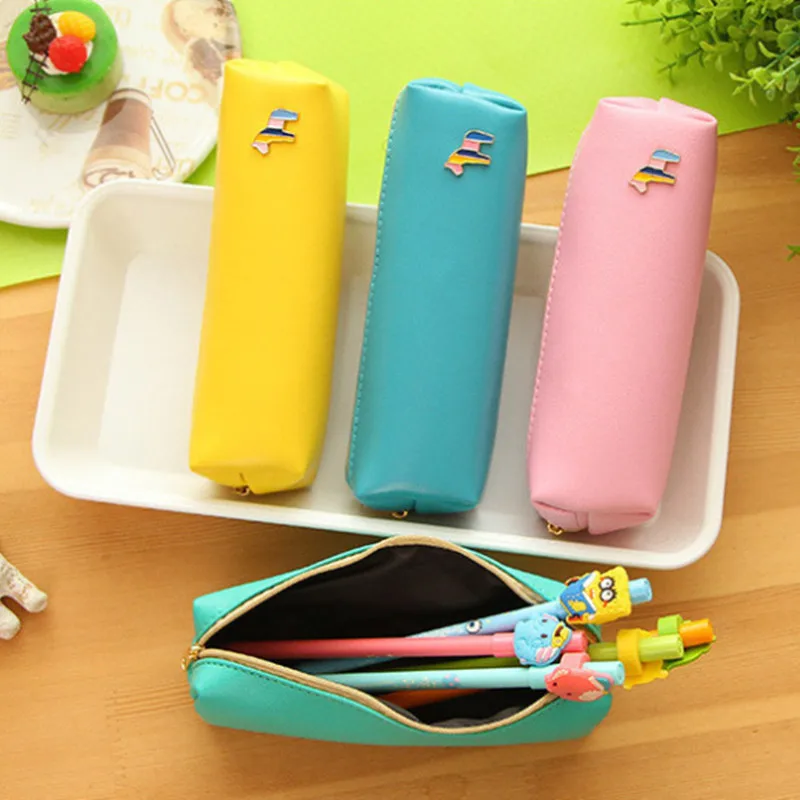 

New Big Zipper Pencil Bag Canvas Zip School Pen Pencil Case Stationery Organizer Storage Bag Pencilcase Office Supplies Purses