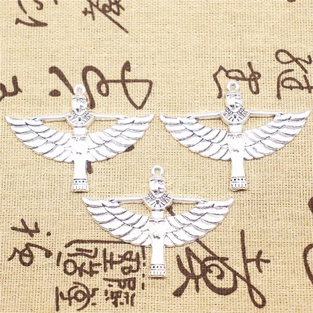 

Bulk Charms For Jewelry Making 2pcs 42x56mm Antique Silver Color Egyptian Goddess Pendants